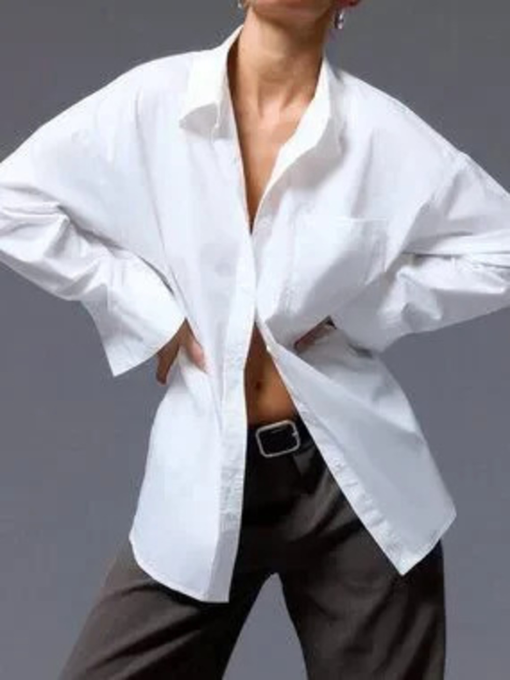White Casual Women's Button Up Shirt